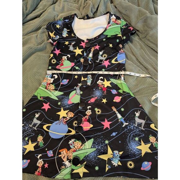 Dolls Kill x Hanna Barbera Jettisons Cosmic Black Print Button Up Dress Womens M - Picture 6 of 6